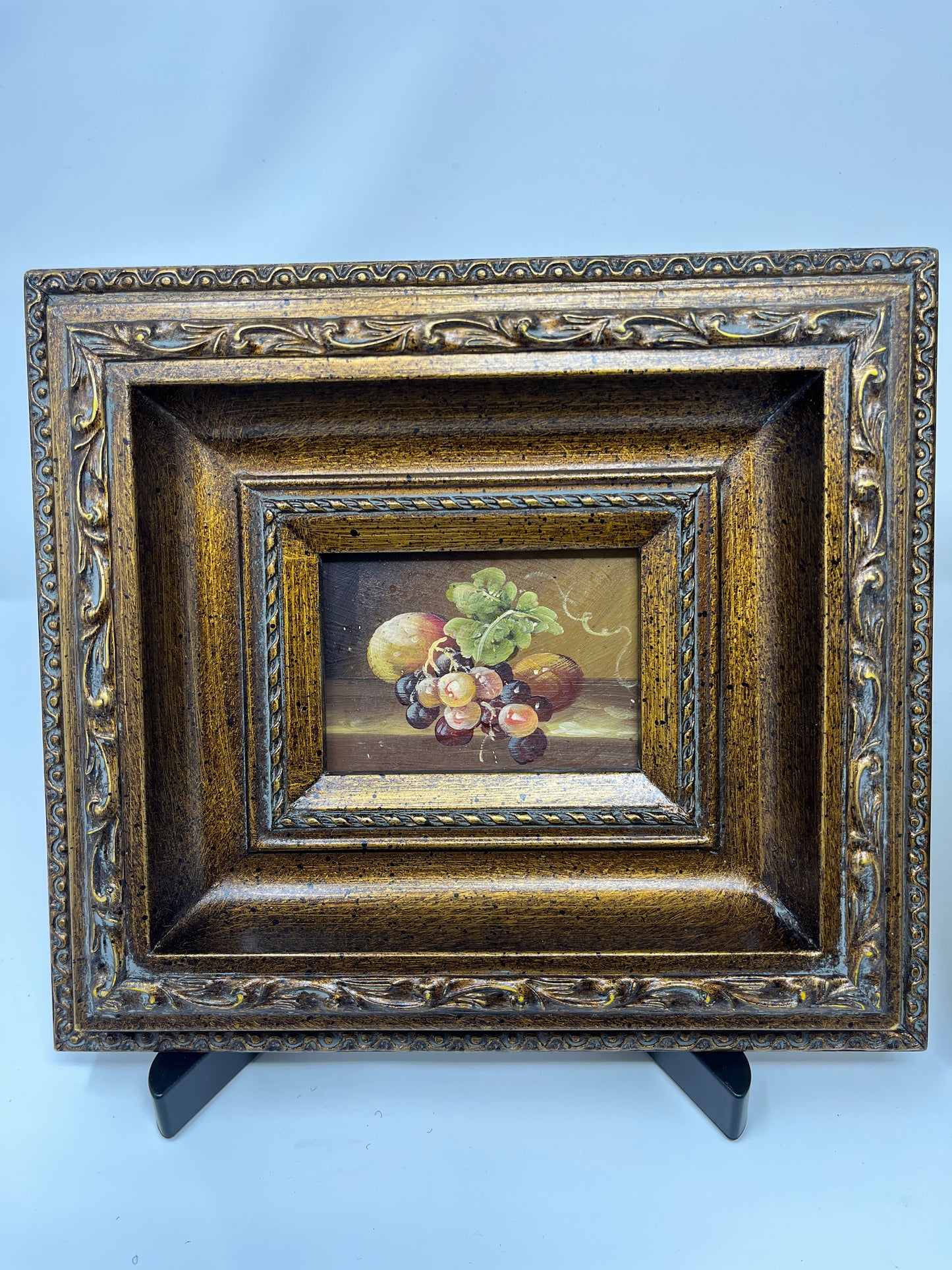 Elegant Still Life Pair in Ornate Antique Frames – Timeless Beauty Captured in Miniature