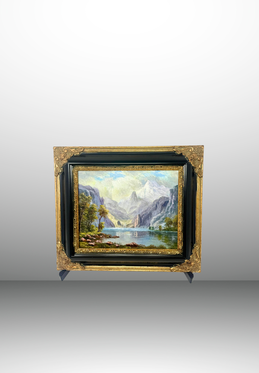 Mountain Lake Valley Landscape Oil Painting
