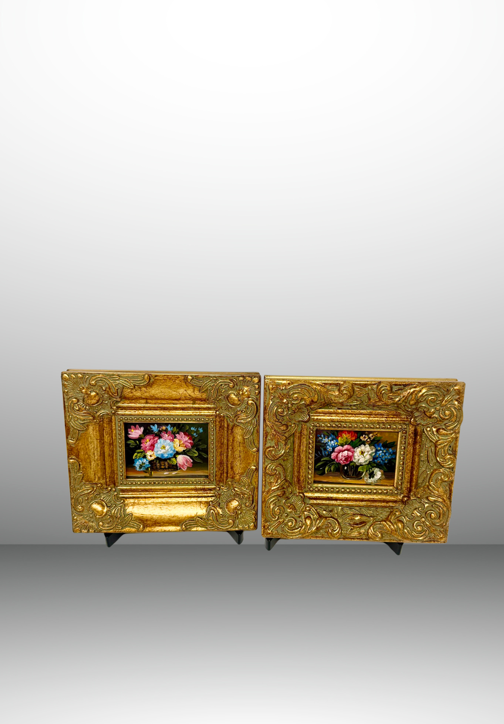 Gilded Mini Floral Oil Paintings