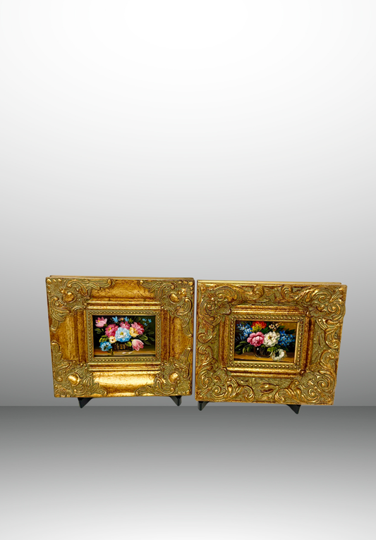 Gilded Mini Floral Oil Paintings