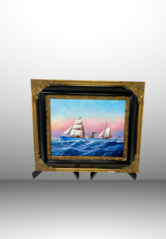 Sailing Ship at Sea Oil Painting