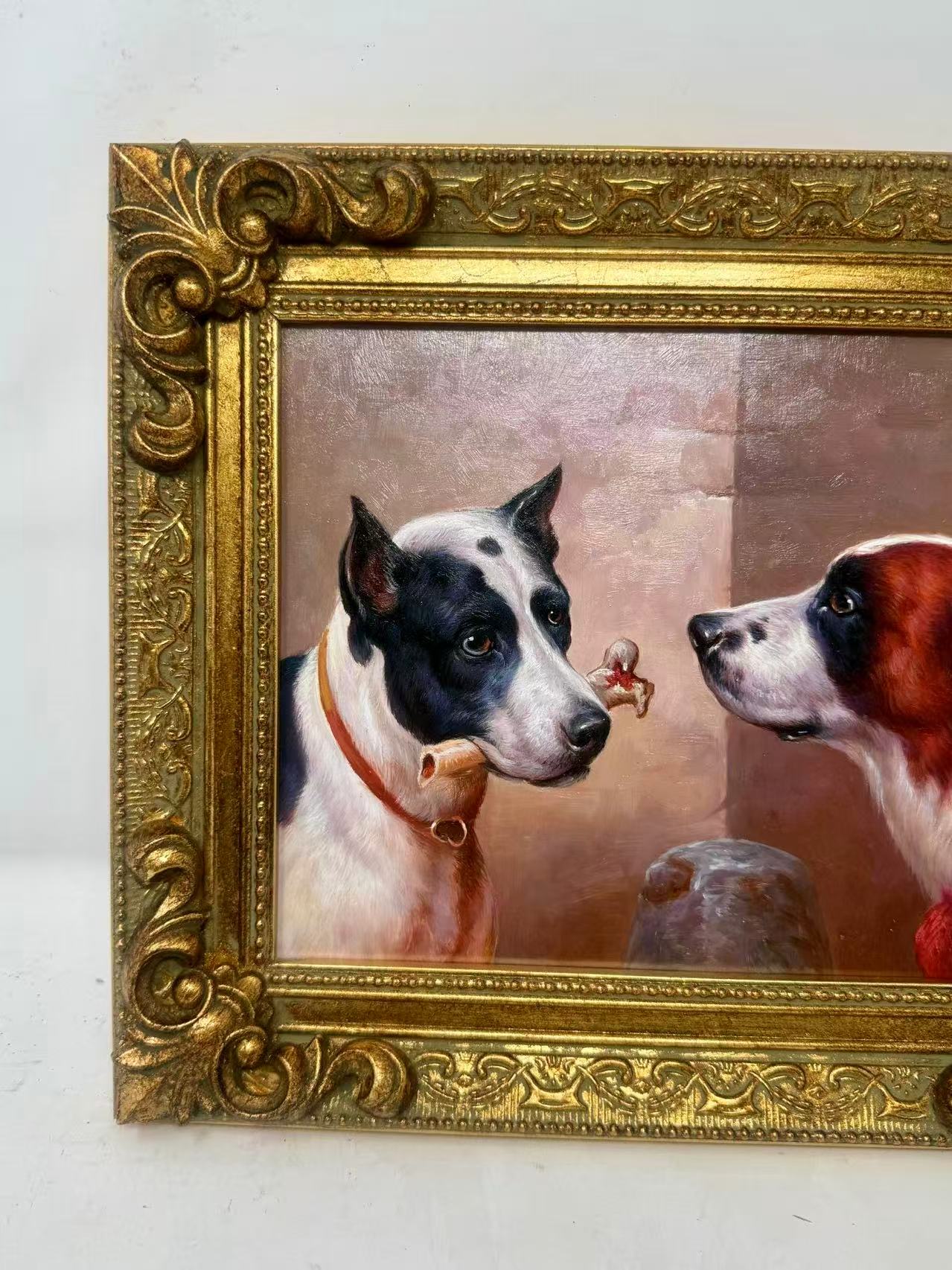 A Quiet Exchange | Framed Dog Portrait Painting 8x10, Decorative 12x14 Wall Art