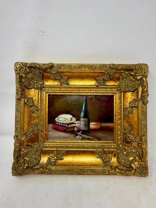 Evening Indulgence | Framed Wine and Cheese Still Life Oil Painting
