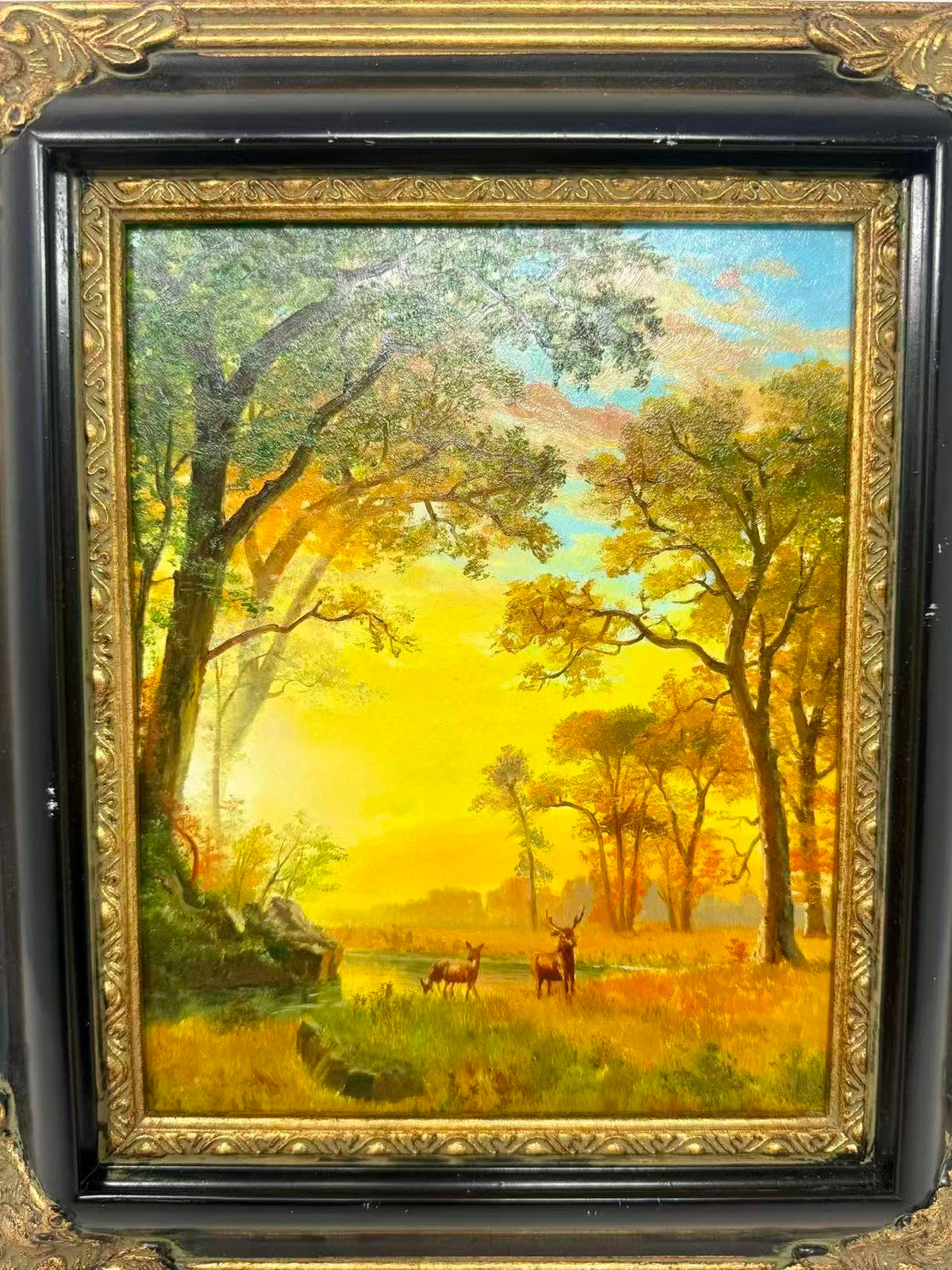Where the Wild Light Falls | Framed Woodland Deer Oil Painting
