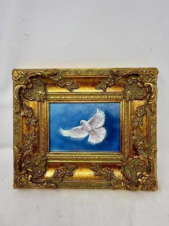 Wings of Serenity | Framed White Dove Oil Painting