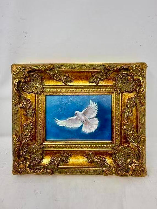 Wings of Serenity | Framed White Dove Oil Painting