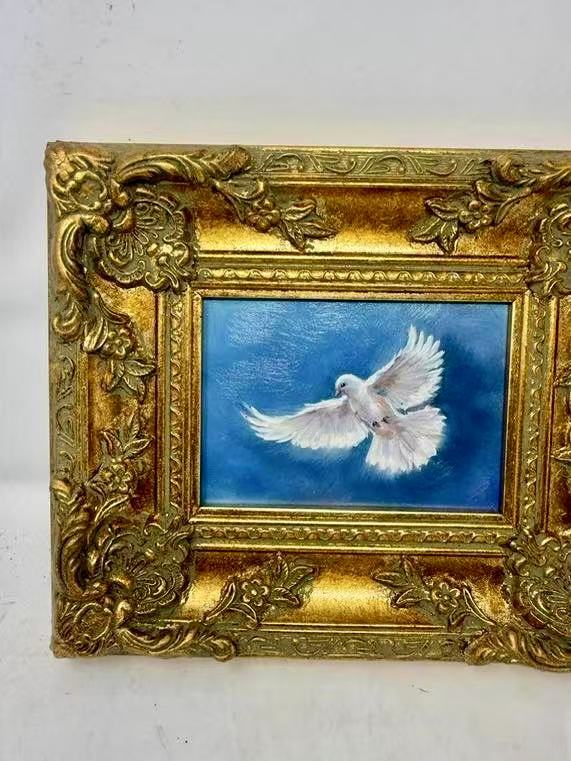 Wings of Serenity | Framed White Dove Oil Painting