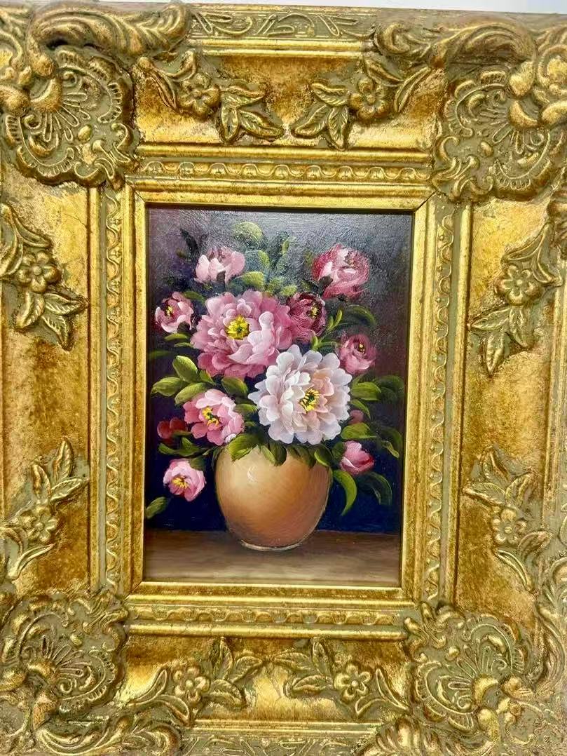 Blush Reverie | Framed Pink Floral Oil Painting
